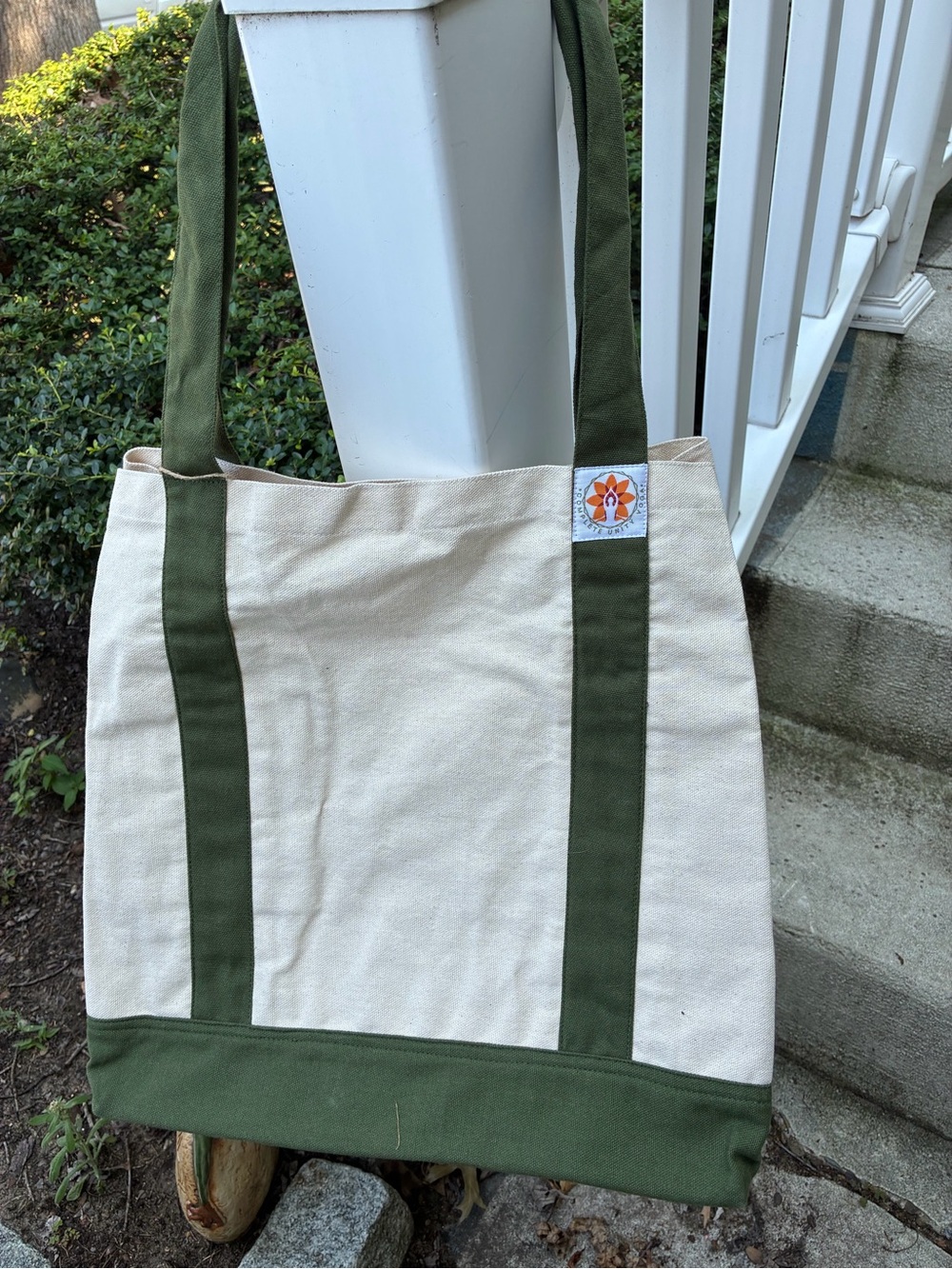 Canvas Tote Bag with Green Trim